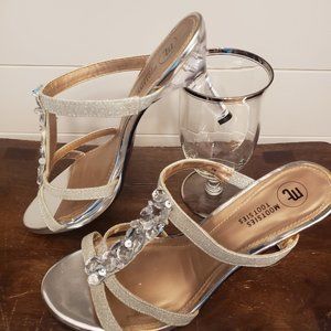 Vintage Metallic Jeweled Sandal Heels (Mootsies Tootsies)
